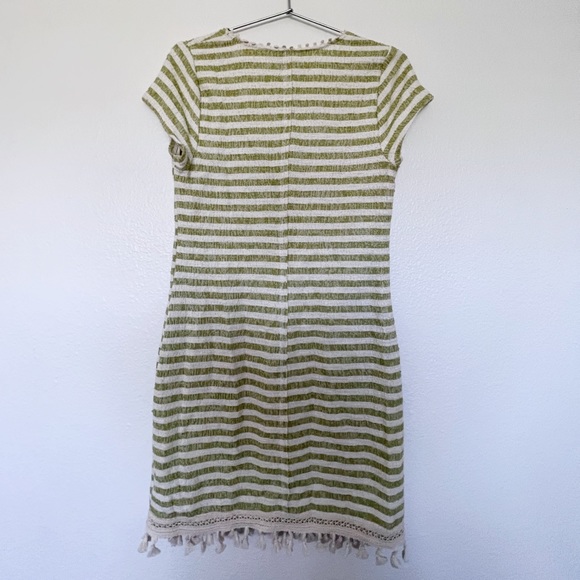 DOLAN by ANTHROPOLOGIE Striped Tassel Terry Dress in Light Green and Cream SZ S - Picture 4 of 7